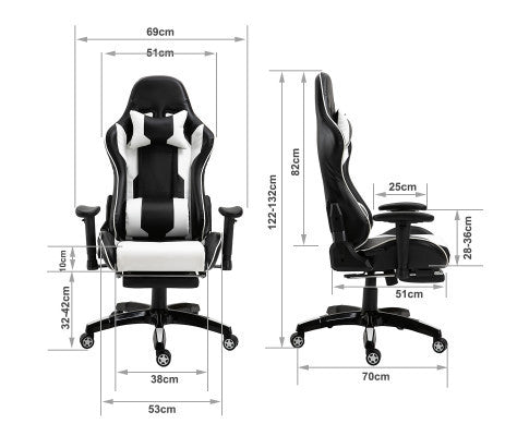 NIXON RECLINER OFFICE COMPUTER CHAIR - BLACK & WHITE