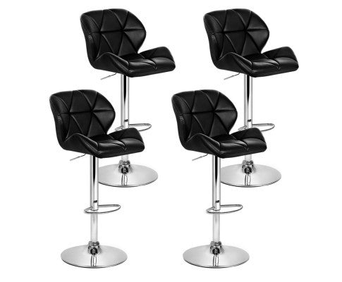 JACKSON (SET OF 4) PU LEATHER GAS LIFT BAR STOOLS - BLACK