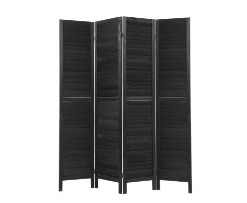 ROLLY ROOM DIVIDER PRIVACY SCREEN FOLDABLE 4 PARTITION STAND - BLACK