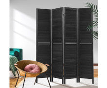 ROLLY ROOM DIVIDER PRIVACY SCREEN FOLDABLE 4 PARTITION STAND - BLACK