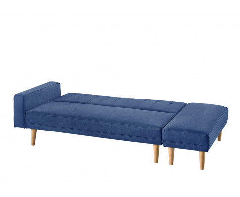 AZALEA FABRIC 3 SEATER SOFA BED WITH OTTOMAN - BLUE