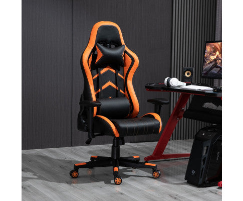 JEMAINE PU LEATHER OFFICE COMPUTER GAMING CHAIR - BLACK & ORANGE