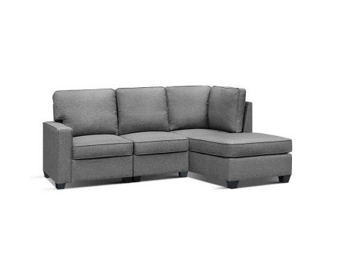FINLAY 4 SEATER FABRIC LOUNGE SUITE - GREY