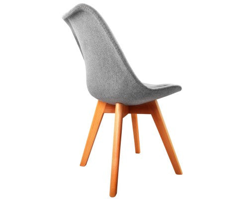 DASH SET OF 2 DINING PADDED CHAIR - FABRIC GREY / BEECH