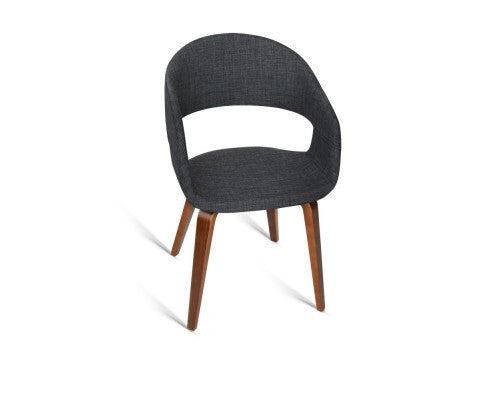 ABBIE SET OF 2 FABRIC UPHOLSTERED CHAIR - CHARCOAL