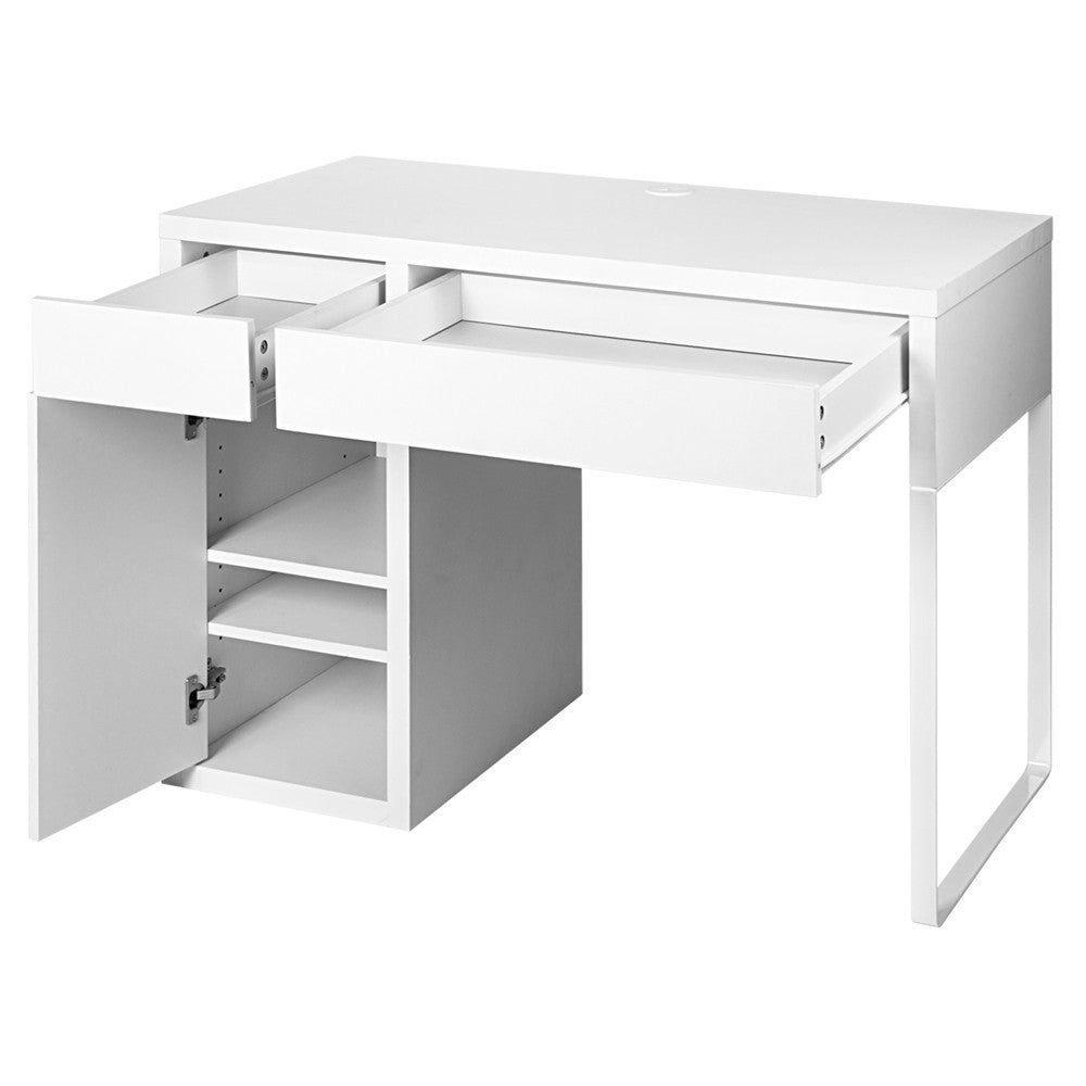 MAYA OFFICE COMPUTER DESK WITH DRAWERS (DESK-DRAW-105-WH-AB) - WHITE