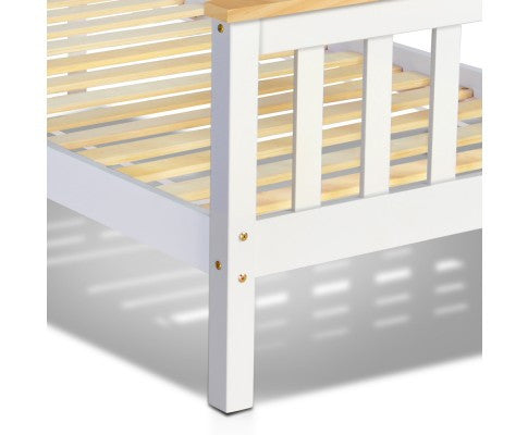 SINGLE LAWRENCE SOLID TIMBER BED FRAME - WHITE (TWO TONE)
