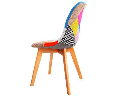 WENDIX SET OF 2 REPLICA OF EAMES DINING CHAIRS WITH 4 LEGS (MODEL: BA-BB-DSW-56FBX2) - MULTICOLOR FABRIC / BEECH