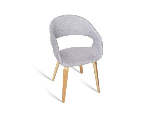 ABBIE SET OF 2 FABRIC UPHOLSTERED CHAIR - LIGHT GREY