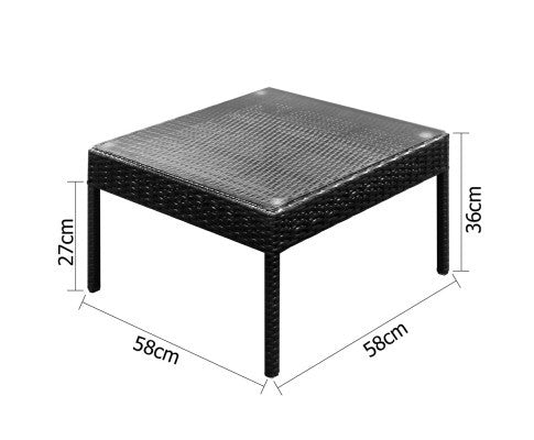 NIEL STACKABLE 6 PCS BLACK WICKER RATTAN 5 SEATER OUTDOOR LOUNGE SET GREY