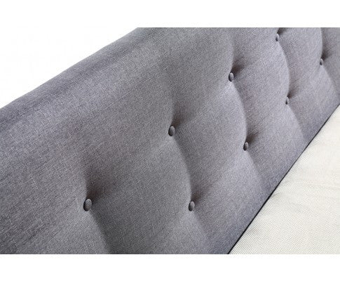 DELUXE DOUBLE FABRIC BED FRAME WITH TUFTED HEADBOARD- GREY