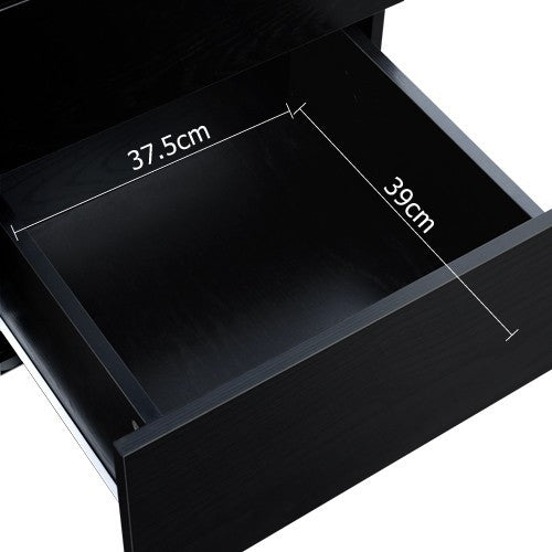 MAYA OFFICE STUDY COMPUTER DESK WITH 3 DRAWERS (DESK-140M-BK-AB) - BLACK