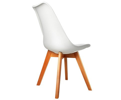 DASH SET OF 4 DINING CHAIR - LEATHERETTE SEAT - WHITE / BEECH