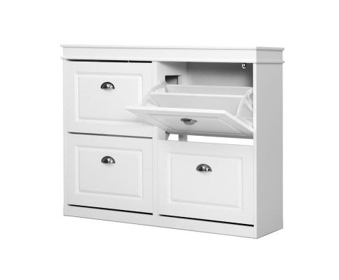 REGULUS SHOE CABINET STORAGE RACKS WITH 4 COMPARTMENTS - WHITE
