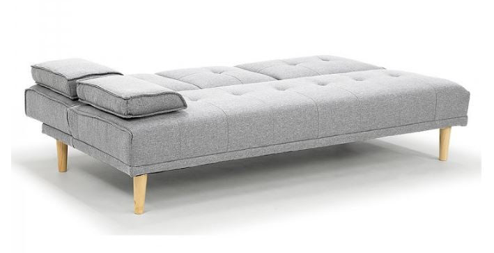 GLADYS 3 SEATER FABRIC SOFA BED WITH CUP HOLDERS - LIGHT GREY