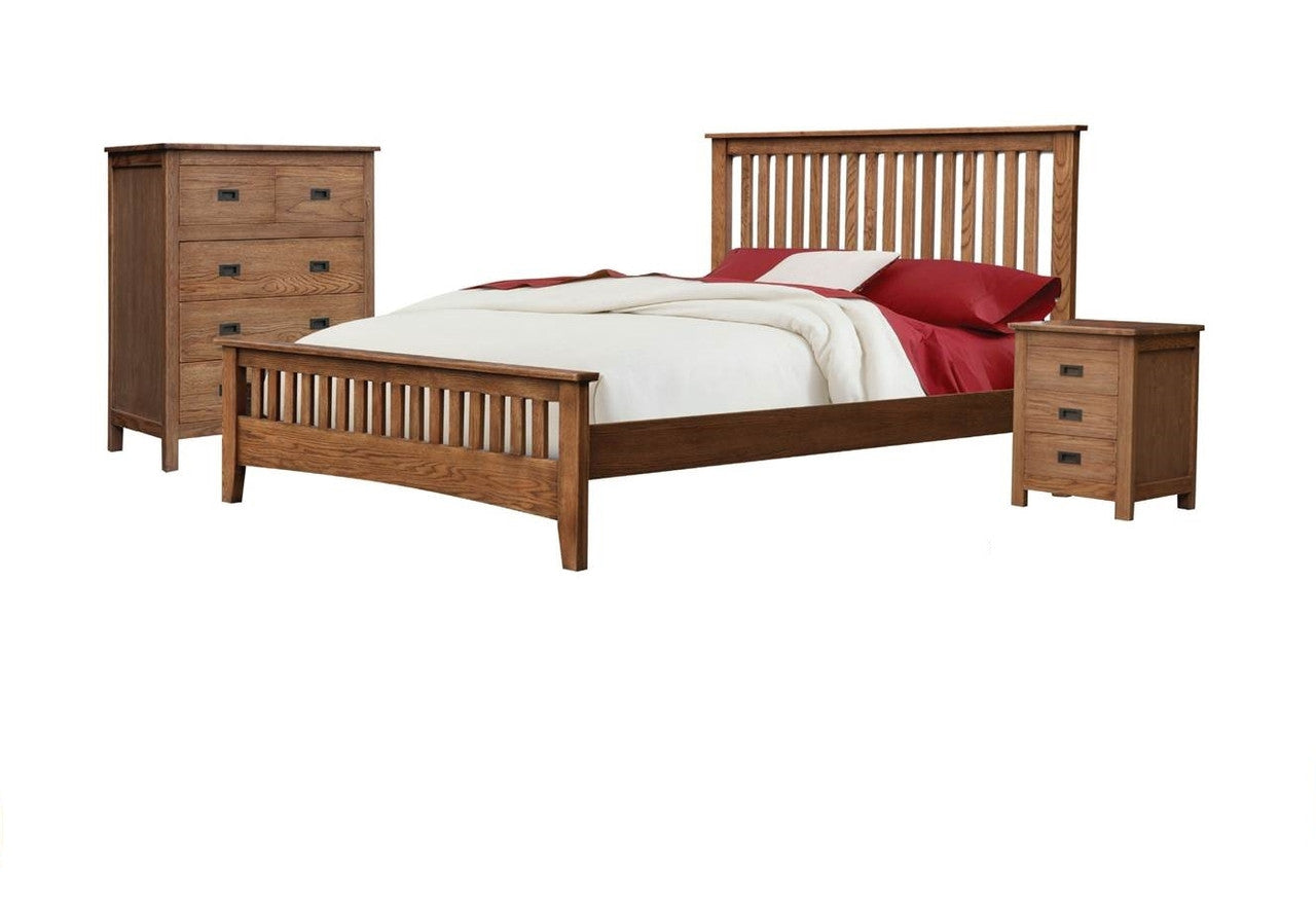 DANIEL (3727) KING 4 PIECE (TALLBOY) BEDROOM SUITE WITH SERRA CASEGOODS -CHESTNUT