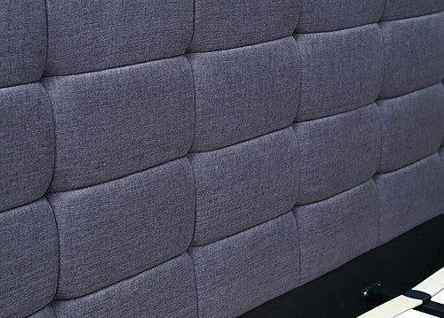 KING ALDEBARAN DELUXE FABRIC BED FRAME WITH TUFTED HEADBOARD - GREY