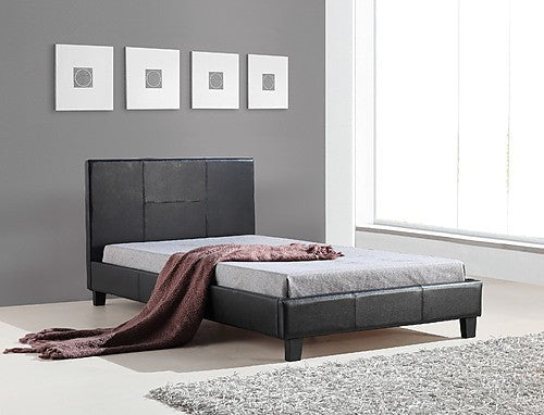KING SINGLE BREMMER LEATHERETTE BED FRAME - BLACK