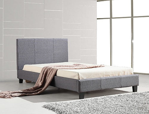 KING SINGLE CORDICE FABRIC BED FRAME - GREY