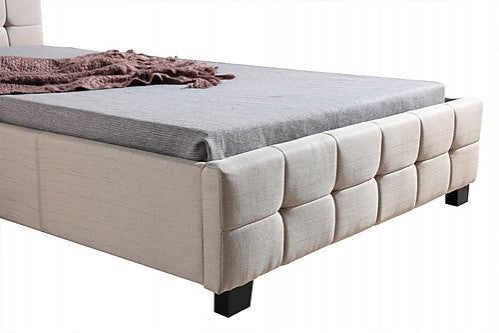 KING SINGLE ALPHONSE FABRIC DELUXE BED FRAME - BEIGE