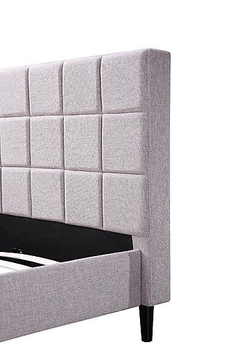 QUEEN ADHIL LINEN FABRIC DELUXE BEDFRAME - BEIGE