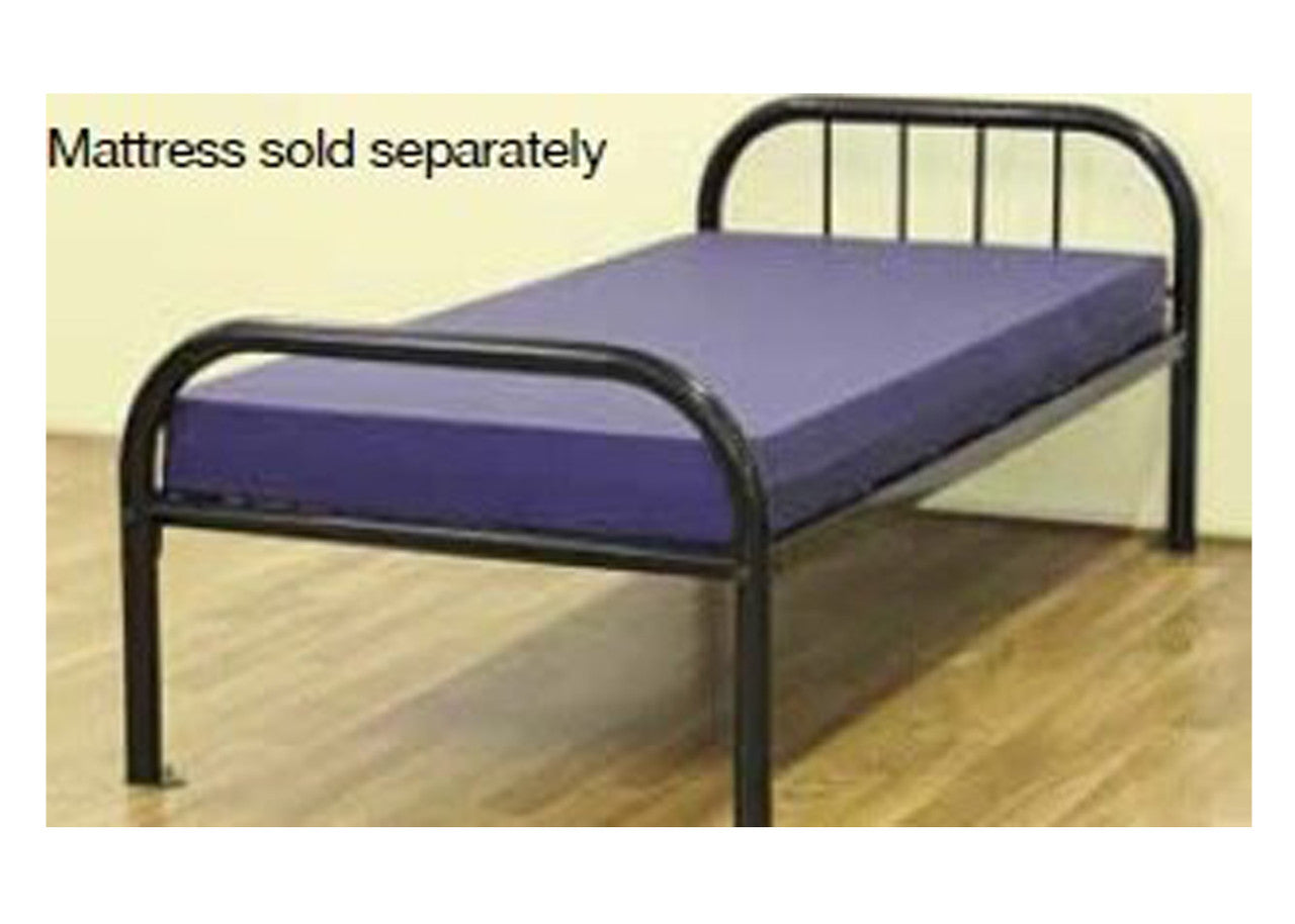 KING SINGLE COMMERCIAL METAL BED - MATT BLACK