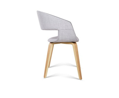 ABBIE SET OF 2 FABRIC UPHOLSTERED CHAIR - LIGHT GREY