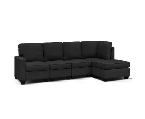 FINLAY 5 SEATER FABRIC LOUNGE SUITE - DARK GREY
