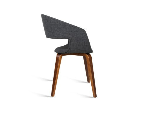 ABBIE SET OF 2 FABRIC UPHOLSTERED CHAIR - CHARCOAL