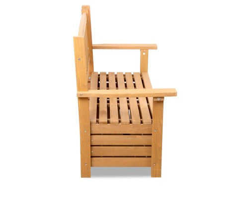 ZAIN 2 SEATER WOODEN OUTDOOR STORAGE BENCH (1145W) - NATURAL