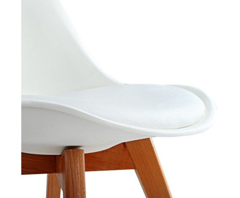 DASH SET OF 4 DINING CHAIR - LEATHERETTE SEAT - WHITE / BEECH