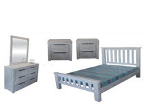 MONTEGO BAY DOUBLE OR QUEEN 5 PIECE DRESSER BEDROOM SUITE - WHITEWASH
