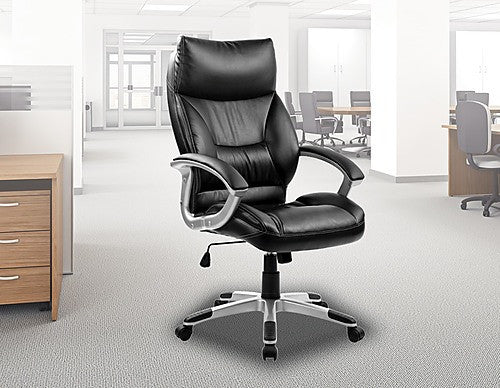 ASTEROPE PADDED BACK EXECUTIVE LEATHERETTE OFFICE CHAIR - BLACK
