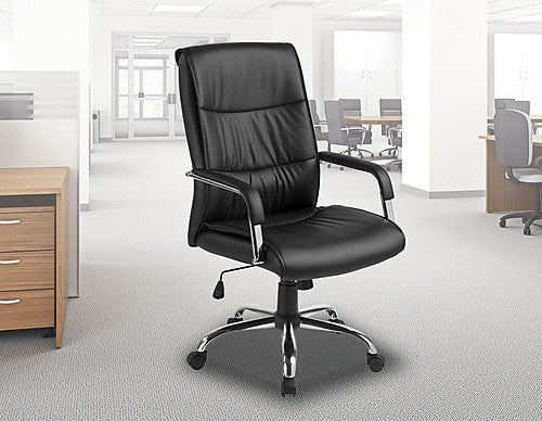 HASSALEH LEATHERETTE PADDED BACK EXECUTIVE OFFICE CHAIR - BLACK
