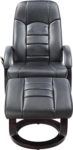 PEEVES LEATHER DELUXE MASSAGE CHAIR WITH FOOTREST - BLACK
