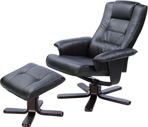 GOMEISA LEATHER MASSAGE RECLINER WITH FOOTREST - BLACK