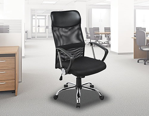 AVIOR ERGONOMIC MESH LEATHER OFFICE CHAIR - BLACK