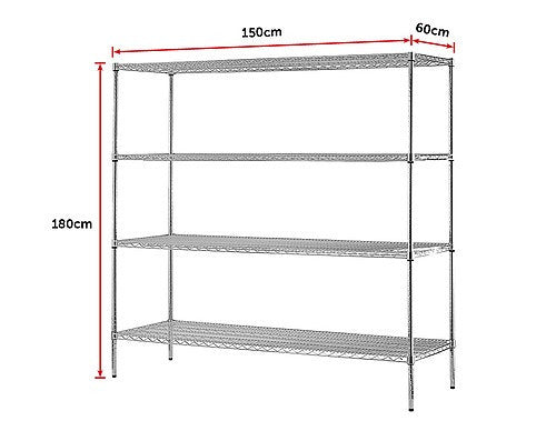 VERNE MODULAR WIRE STEEL SHELF -1800(H) x 1500(W) x 600(D) - COLOR AS PICTURED