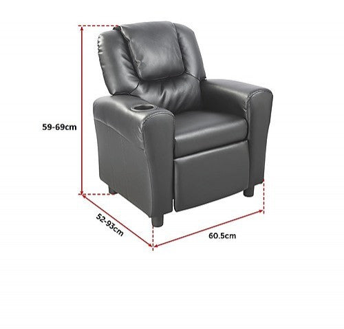 HAIDEI KIDS LEATHERETTE RECLINER - BLACK