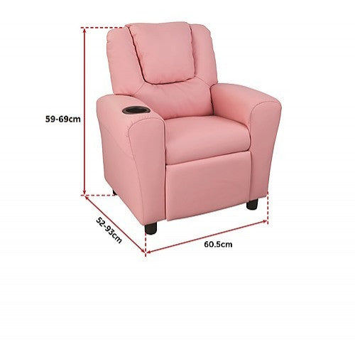 HAIDEI KIDS LEATHERETTE RECLINER - PINK