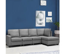 FINLAY 5 SEATER FABRIC LOUNGE SUITE - GREY