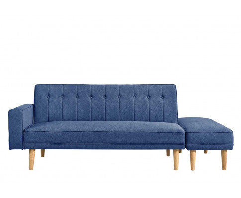 AZALEA FABRIC 3 SEATER SOFA BED WITH OTTOMAN - BLUE