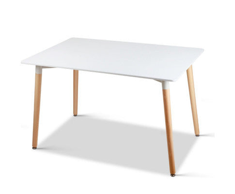 POLARIS DINING TABLE - 1200(W) x 800(D) - WHITE / BEECH LEGS