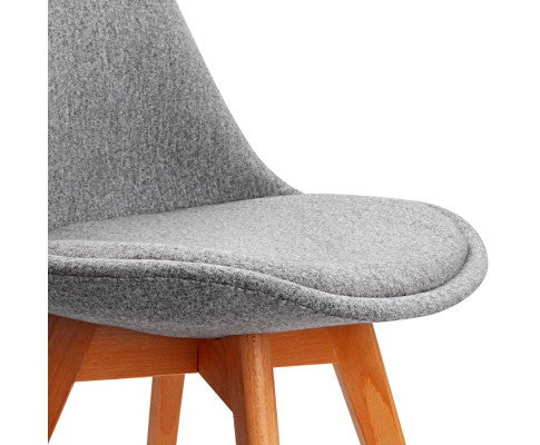 DASH SET OF 2 DINING PADDED CHAIR - FABRIC GREY / BEECH