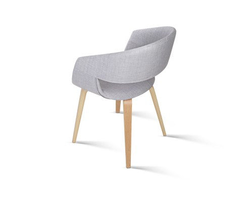 ABBIE SET OF 2 FABRIC UPHOLSTERED CHAIR - LIGHT GREY