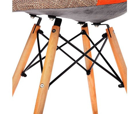 WENDIX SET OF 4 DINING CHAIR - MULTICOLOR FABRIC / BEECH