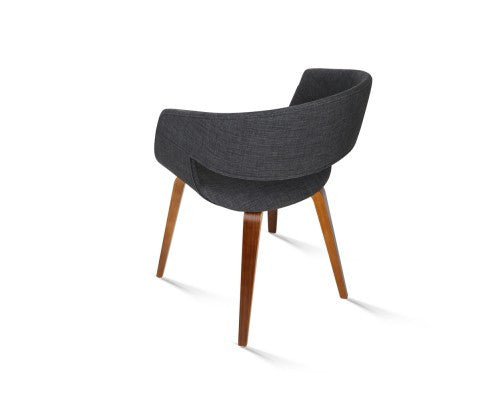 ABBIE SET OF 2 FABRIC UPHOLSTERED CHAIR - CHARCOAL