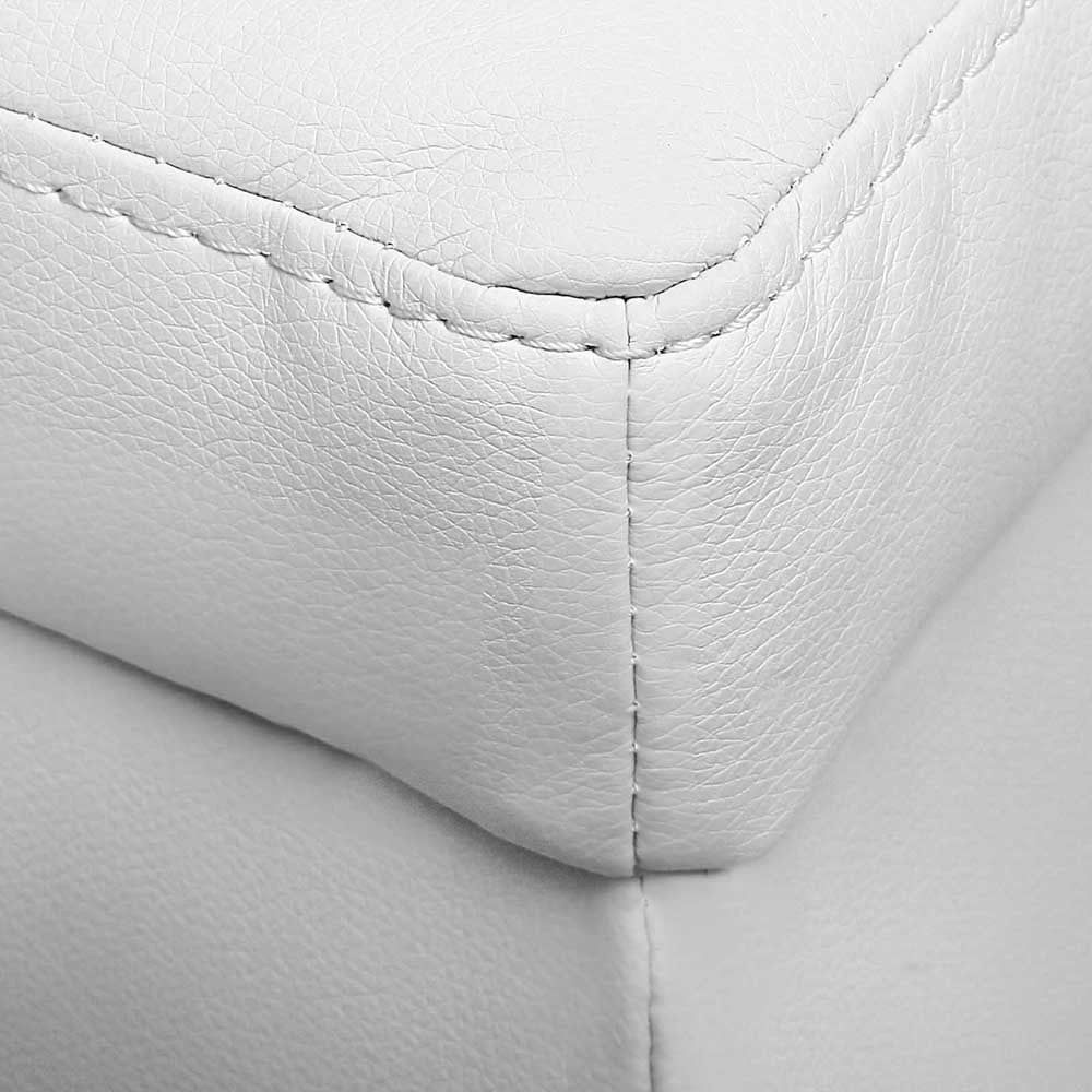 SWISS LARGE LEATHERETTE OTTOMAN CHEST BOX FOOT STOOL (OTM-L2-WH) -380(H) X 1015(W) - WHITE
