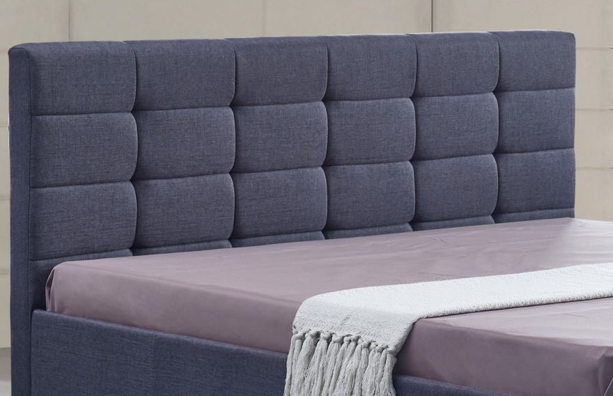 DOUBLE DELUXE LINEN FABRIC TUFTED BED - GREY
