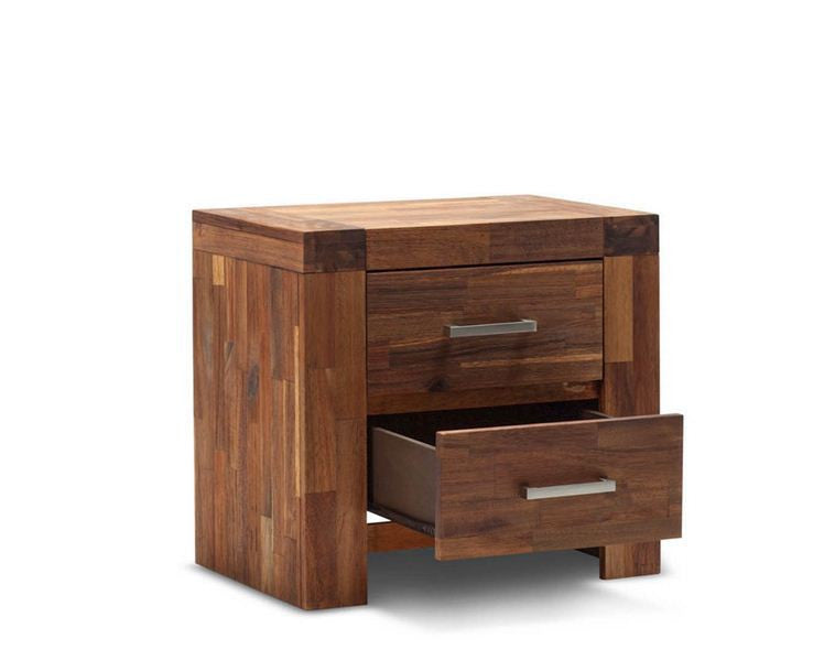 PHILLIPE KING 4 PIECE TALLBOY BEDROOOM SUITE - ACACIA - JAVA RUSTIC